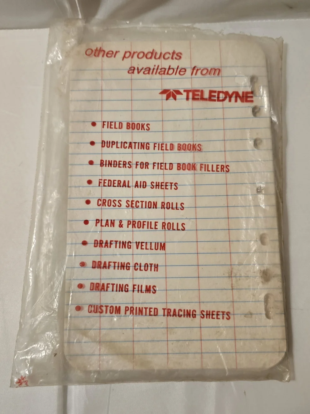 Vintage Teledyne Engineers Field Book Fillers 50 Leaves NOS USA